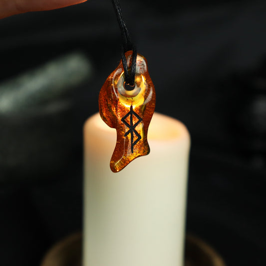 Amber Thor bind rune necklace