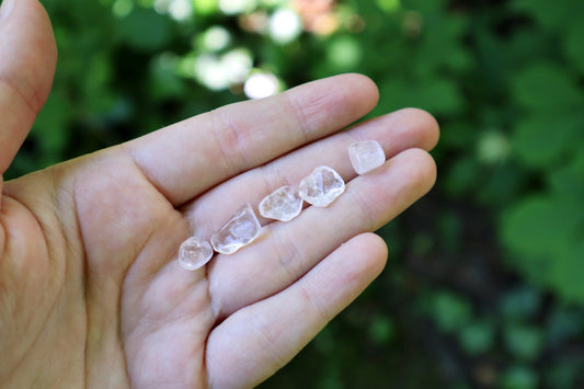 5 mini Rose Quartz crystals set