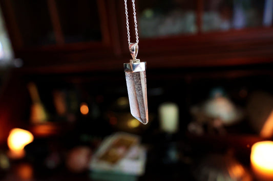 Genuine silver necklace with Clear Quartz pendant